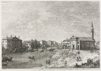 الإطلالات: منظر لدولو ، مدينة في برنتا ، غرب البندقية ، 1735-1746. بواسطة قناة جيوفاني أنطونيو (كاناليتو)