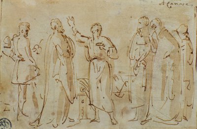 سقراط يشرب كأس Hemlock ، c.1787 (قلم وحبر مع غسل بني داكن على الورق) بواسطة انطونيو كانوفا