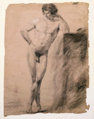 دراسة لرجل عاري متكئًا على قاعدة رسمها أنطونيو كانوفا (1757-1822) ، رسم بواسطة انطونيو كانوفا