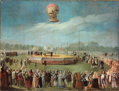 صعود بالون في حضور محكمة تشارلز الرابع ، كاليفورنيا. 1783 بواسطة أنطونيو كارنيسيرو