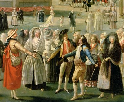صعود منطاد الهواء الساخن في مدريد ، تفاصيل الحشد (زيت على قماش) (تفصيل) بواسطة أنطونيو كارنيسيرو
