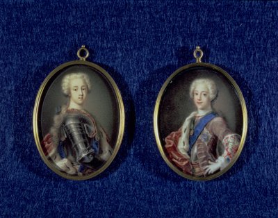 الأمير هنري بنديكت ستيوارت (1725-1807) والأمير تشارلز إدوارد ستيوارت (1720-1788) ، ج .1734 (زيت على العاج) بواسطة أنطونيو ديفيد