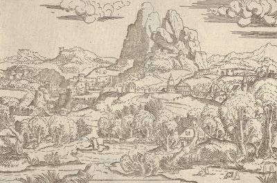 منظر طبيعي من إطار فينوس دفع كيوبيد ، 1540-45. بواسطة أنطونيو فانتوزي