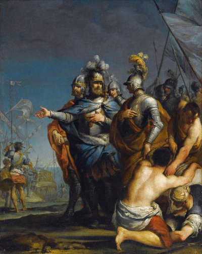 سانت لويس يغادر للحملة الصليبية par Antonio Gionima (1697-1732) - زيت على النحاس ، 45x35،8 - مجموعة خاصة بواسطة أنطونيو جيونيما