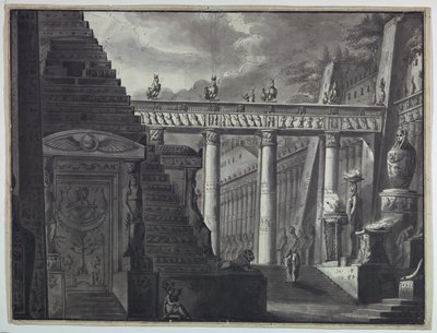 تصميم المسرح ، فناء المعبد المصري بواسطة Antonio Giuseppe Basoli