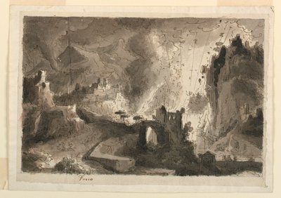 تصميم المرحلة ، حرق المدينة بواسطة Antonio Giuseppe Basoli