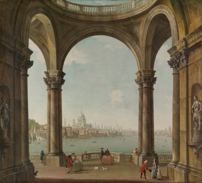 كابريتشيو مع سانت بول وجسر لندن القديم ، 1744-48 (زيت على قماش) بواسطة انطونيو جولي