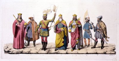 قادة وملوك المجر ، من Le Costume Ancien et Moderne بقلم Jules Ferrario ، تم نشره من 1820s إلى 30s (لون ليثو) بواسطة أنطونيو لانزاني