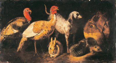دجاج ديك رومي ، كلب ، أرنب وقنفذ بواسطة أنطونيو ماريا فاسالو
