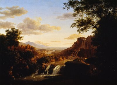 Landscape with waterfall (oil on canvas) بواسطة أنطونيو مارينوني