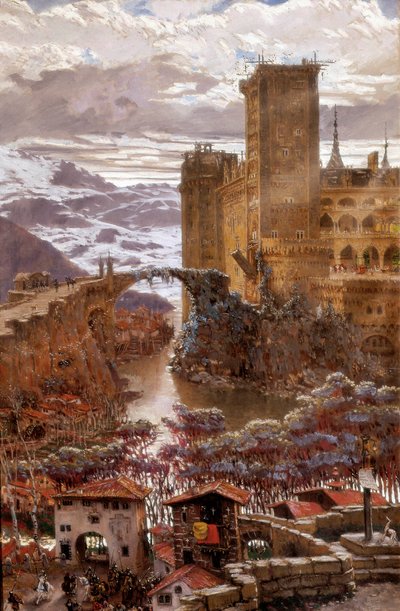 منظر لقلعة رومانسية. لوحة أنتوني مونوز إي ديجرين (1841-1924). بداية القرن العشرين. فالنسيا. متحف الفنون الجميلة San Pio V. بواسطة أنطونيو مونوز ديجرين