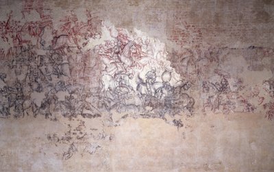 بطولة المعركة ، جزء من لوحة جدارية من Sala del Pisanello (سابقاً Sala dei Principi) (سينوبيا) بواسطة أنطونيو بيسانيلو