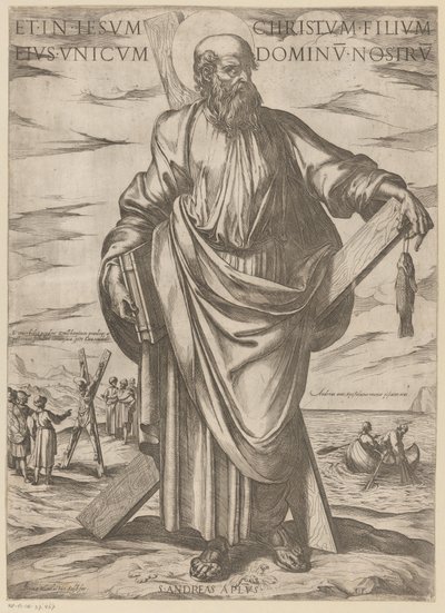 من سانت اندرو وفي يسوع المسيح ، ابنه الوحيد ، ربنا (العنوان على الشيء) المسيح ، ماري إن دي الرسول (عنوان السلسلة) بواسطة نيكولاوس فان ألست