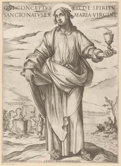 القديس يوحنا من حُبل به من الروح القدس ، المولود من مريم العذراء (العنوان على الشيء) المسيح ، ماري إن دي الرسول (عنوان السلسلة) بواسطة انطونيو تمبيستا