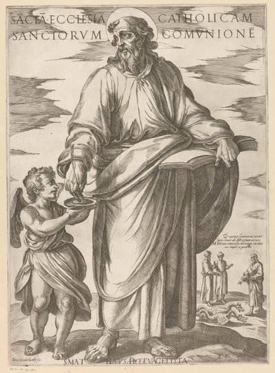 De heilige Matteüs الكنيسة الكاثوليكية المقدسة شركة القديسين (العنوان على الكائن) كريستوس ، ماريا إن دي أبوستلين (عنوان السلسلة) بواسطة انطونيو تمبيستا