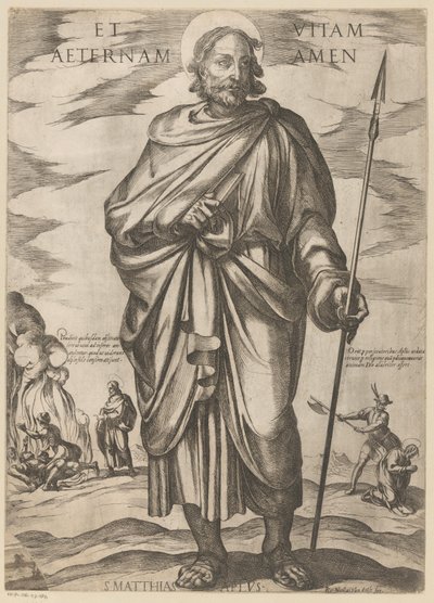 من القديس ماتياس والحياة الأبدية آمين (العنوان على الشيء) المسيح ، ماري إن دي الرسول (عنوان السلسلة) بواسطة نيكولاوس فان ألست
