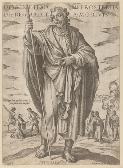 من سانت توماس نزل إلى الجحيم ، وقام من الموت في اليوم الثالث (العنوان على وجوه) المسيح ، ماري إن دي الرسول (عنوان السلسلة) بواسطة نيكولاوس فان ألست