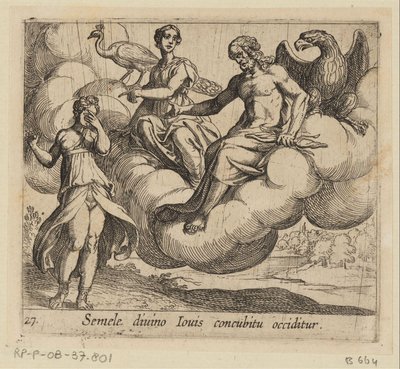 De wens van Semele يُقتل سيميلي عن طريق الجماع مع المشتري الإلهي (العنوان على الشيء) Metamorphoseon أو التحويلات (عنوان السلسلة) ميتامورفوسين فان أوفيديوس (عنوان المسلسل) بواسطة انطونيو تمبيستا