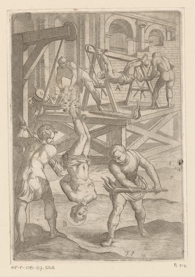 التعذيب: الشنق والحرق تعذيب شهداء المسيحيين (عنوان المسلسل) Varia tormentorum et supplicioru crudelium (...] (عنوان السلسلة) بواسطة انطونيو تمبيستا