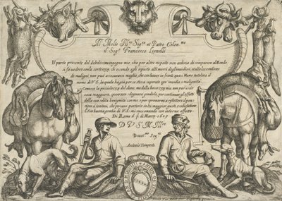 واجهة مع الصيادين والكلاب والخيول ، من "Hunting Scenes VI" ، 1609. بواسطة انطونيو تمبيستا