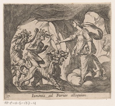 Juno en de Furien bij de port van de Hades عنوان جونو للـ Furies (العنوان على الكائن) Metamorphoseon أو التحويلات (عنوان السلسلة) ميتامورفوسين فان أوفيديوس (عنوان المسلسل) بواسطة انطونيو تمبيستا