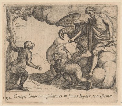 كوكب المشتري يحول Cercopes إلى قرد كوكب المشتري يحول محاصري الخير إلى قرود (العنوان على الشيء) Metamorphoseon أو التحويلات (عنوان السلسلة) ميتامورفوسين فان أوفيديوس (عنوان المسلسل) بواسطة انطونيو تمبيستا