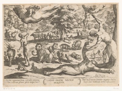 قايين يقتل هابيل Cainus fratri necem molitur (العنوان على الكائن) مشاهد معركة العهد القديم (عنوان المسلسل) بواسطة انطونيو تمبيستا