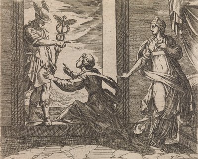 الزئبق يحول Aglauros إلى Stone Aglauros a Mercurio in lapidem transfor ... ، نُشر بعد 1606. بواسطة انطونيو تمبيستا