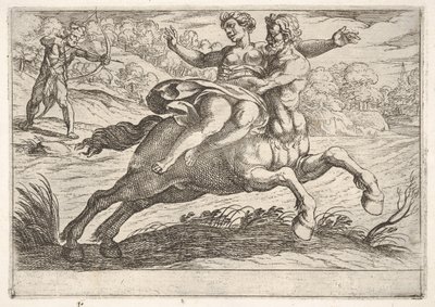 Nessus يحاول أخذ Dejanira من هرقل: Nessus يقيد Dejanira على ظهره عندما ... ، 1608. بواسطة انطونيو تمبيستا