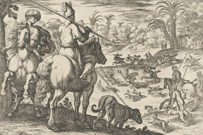 Ostrich Hunt ، من "Hunting Scenes VI" ، 1609. بواسطة انطونيو تمبيستا