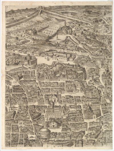 مخطط مدينة روما. الجزء 3 مع سانتا ماريا ماجوري ، البانثيون وتراجان ... ، 1645. بواسطة انطونيو تمبيستا