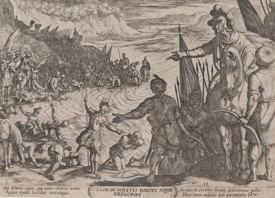 اللوحة 13: اختيار جدعون جنوده ، من كتاب "معارك العهد القديم ... ، كاليفورنيا. 1590-كاليفورنيا. 1610. بواسطة انطونيو تمبيستا