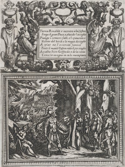 اللوحة 18: رسم توضيحي لـ Canto XVIII ، من Torquato Tasso 'Gerusalemme Liberat ... ، كاليفورنيا. 1590-1630. بواسطة انطونيو تمبيستا