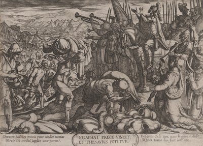 اللوحة 22: يوشافاط يشكر الله على انتصاره ، من 'معارك القديم ... ، كاليفورنيا. 1590-كاليفورنيا. 1610. بواسطة انطونيو تمبيستا