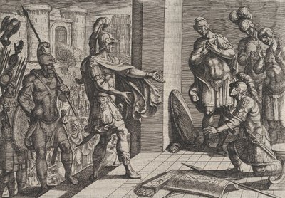 اللوحة 26: Cerialis Pardons and Relief Roman Solids الذين ساعدوا Civilis ، من The Wa ...، 1611. بواسطة انطونيو تمبيستا