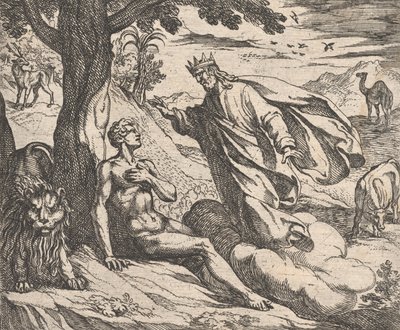 اللوحة 2: خلق الإنسان البشري ، من تحولات أوفيد 1606. بواسطة انطونيو تمبيستا