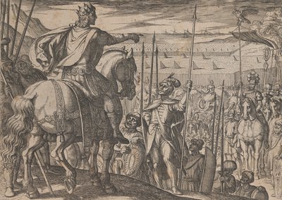 اللوحة 3: الإسكندر يأمر جنوده ، من أعمال الإسكندر الأكبر ، 1608. بواسطة انطونيو تمبيستا