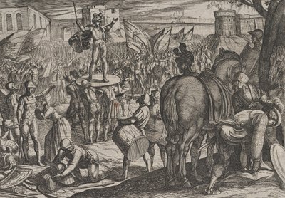اللوحة 5: عين برونو قائدًا لآل الكلاب ، من حرب الرومان ضد ... ، 1611. بواسطة انطونيو تمبيستا