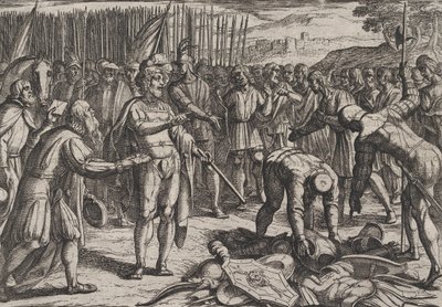 اللوحة 7: المبعوثون الألمان يزورون Civilis ، من حرب الرومان ضد باتافيانز رو ... ، 1611. بواسطة انطونيو تمبيستا