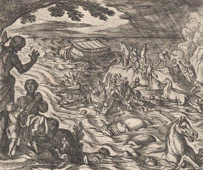 اللوحة 7: The Flood Diluvium. ، من تحولات أوفيد ، 1606. بواسطة انطونيو تمبيستا