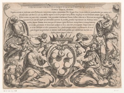 طباعة العنوان مع تكريس وشعار نبالة Cosimo II de