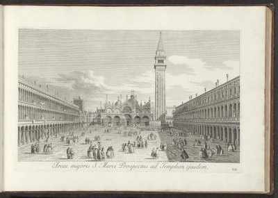 Gezicht op het San Marcoplein en de San Marco te Venetië المنطقة الكبرى من نشرة القديس مرقس لنفس المعبد (العنوان على الكائن) Gezichten op bugemenen en pleinen in Venetië (عنوان السلسلة) مناظر أكثر شهرة لمدينة البندقية ، من لوحات قناة أنطونيوس X بواسطة كاناليتو