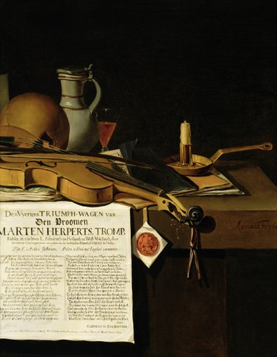 لا يزال فانيتاس يشيد بالحياة للأدميرال مارتن هربرتسزون ترومب ، 1655 بواسطة Antonius Leemans