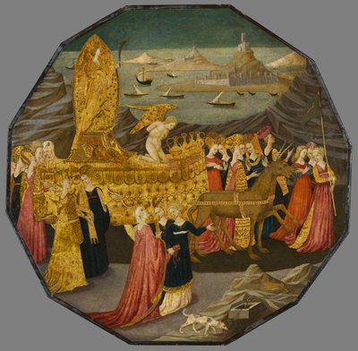 انتصار العفة ، حوالي 1450-1460 (تمبرا وورقة ذهبية على لوح) بواسطة Apollonio di Giovanni di Tommaso