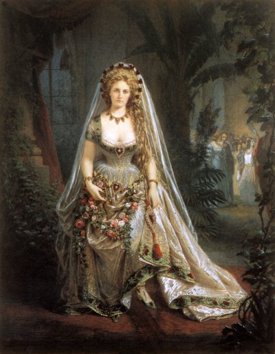 كونتيسة Castiglione كملكة القلوب ، بعد صورة من بيير لويس بيرسون (1822-1913) 1861-63 (طباعة ورقة مملحة مغطاة بالغواش) بواسطة أكويلين شاد