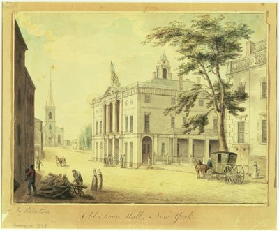 The Old Town Hall (Federal Hall) مدينة نيويورك ، 1798 (جرافيت ، مرحاض ، قلم وحبر على ورق) بواسطة أرشيبالد روبرتسون