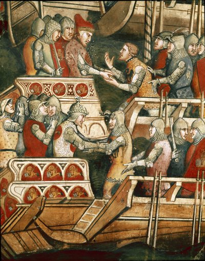 Naval battle in Punta Salvore in the Gulf of Trieste. Detail of the exchanges of hostages (Fresco بواسطة أريتينو لوكا سبينيلو أو سبينيللي