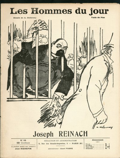 غلاف كتاب "رجال اليوم" ، حوالي عام 1905 - رسم توضيحي بقلم أريستيد ديلانوي (1874-1911): معاداة السامية ، فضية - ريناخ جوزيف (1856-1921) ، القرد بواسطة أريستيد ديلانوي
