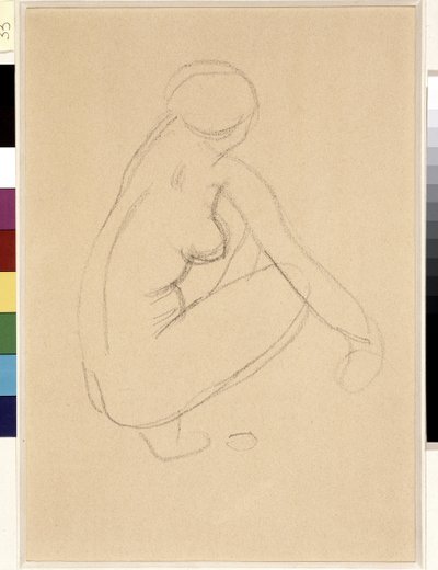 عارية القرفصاء. رسم أريستيد مايول (1861-1944). قلم رصاص على ورق. قاتمة: 32x23 سم. متحف كانتيني ، مرسيليا بواسطة أريستيد مايول