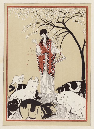 Circe يغذي رفقاء Odysseus بعد تحويلهم إلى خنازير (لون litho) بواسطة أرماند جوزيف بونامي